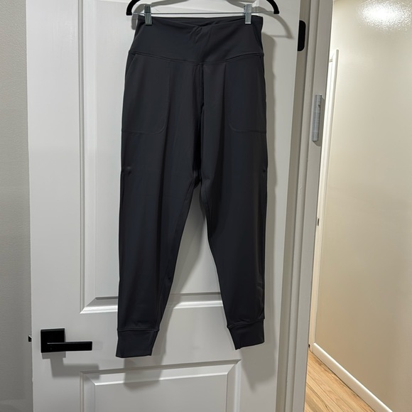 Gray athletic pants size medium with pockets, wide waistband - Picture 1 of 5